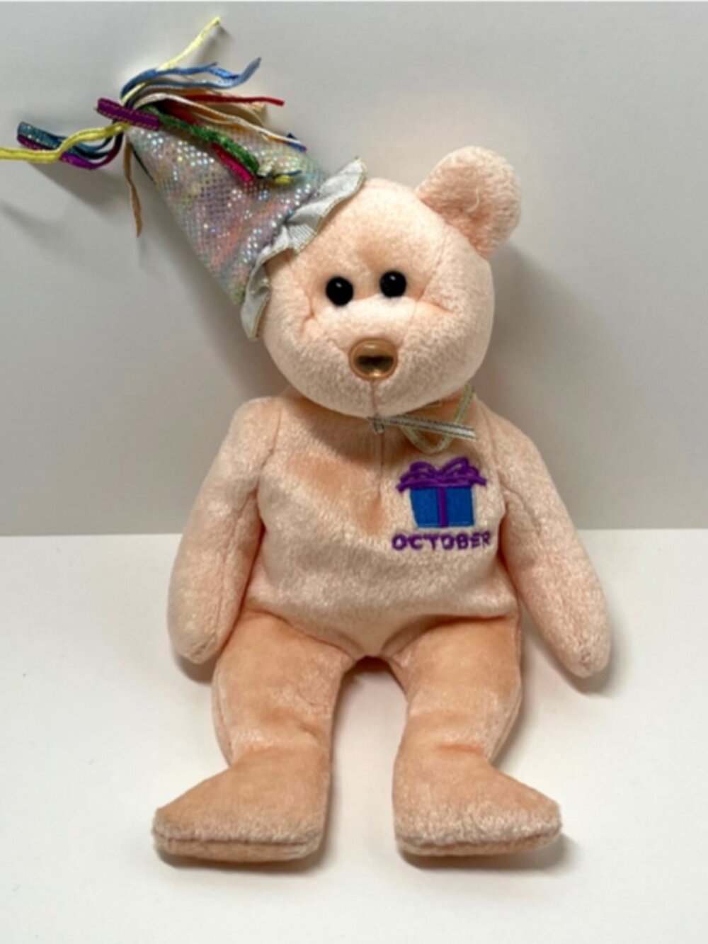 TY Beanie Babies - OCTOBER the BEAR - Party Hat - Year 2002